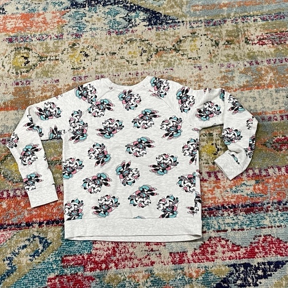 Women's Mickey Mouse and Minnie Mouse Winter Cartoon Crewneck Sweatshirt - Picture 5 of 8